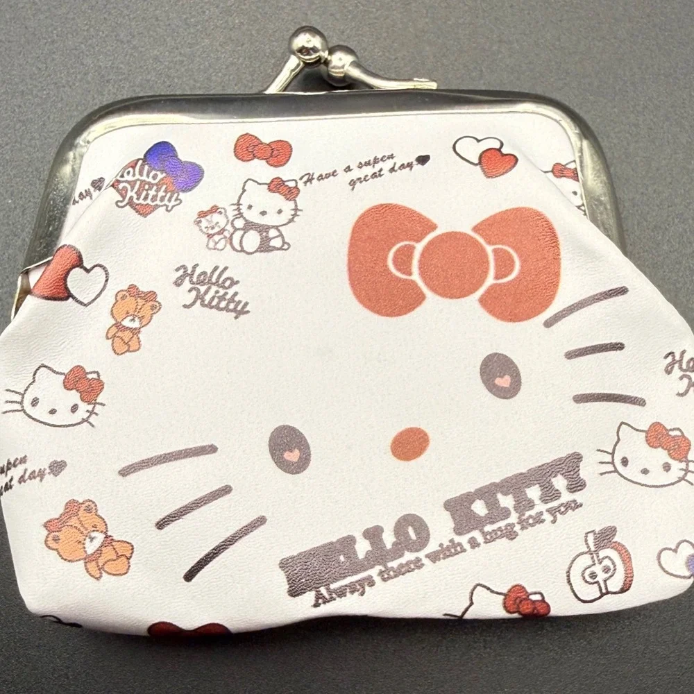 Coin Purse Wallet White Orange Bow Kiss Clasp Clutch‎ Cosmetic Bag